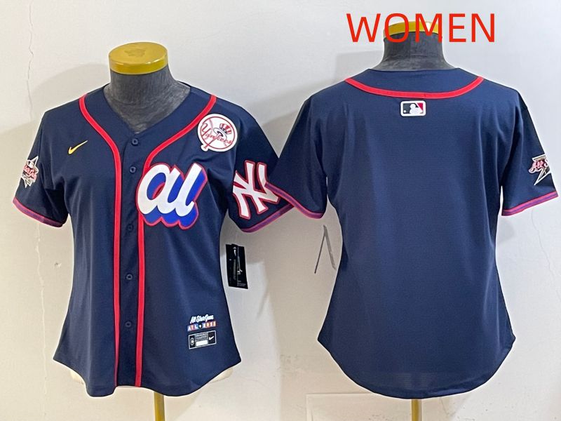 Women 2025 New York Yankees Blank Drak Blue All star Nike MLB Jersey style 02->women mlb jersey->Women Jersey